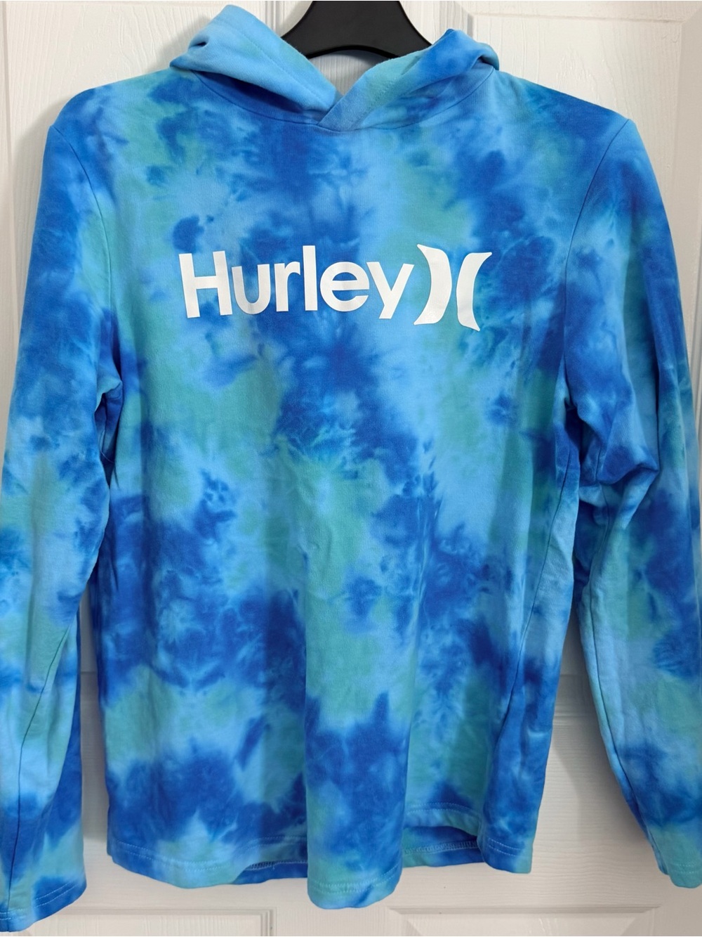 Hurley Blue & Teal Tie-Dye Hoodie long sleeve tshirt
